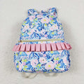 Blue and pink floral backpack