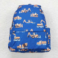 Blue bulldozer school backpack