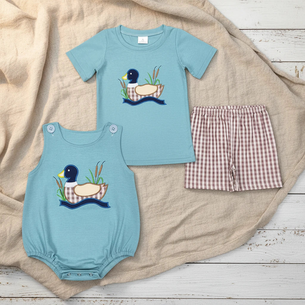 Sibling mallard duck romper/2 piece set